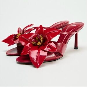 Zara Red Floral Women's Heels